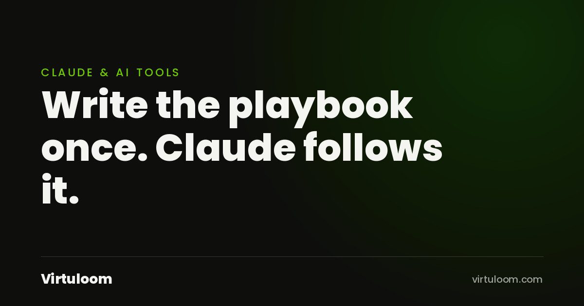 Branded cover: Write the playbook once. Claude follows it.
