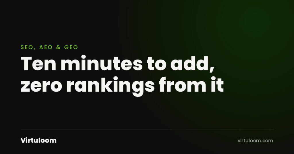 Branded cover: Ten minutes to add, zero rankings from it
