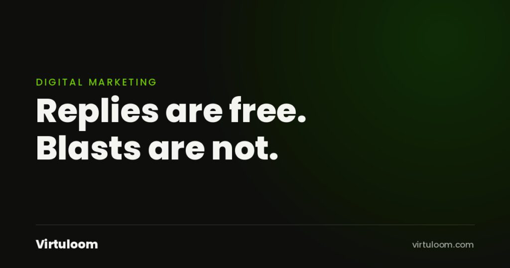 Branded cover: Replies are free. Blasts are not.