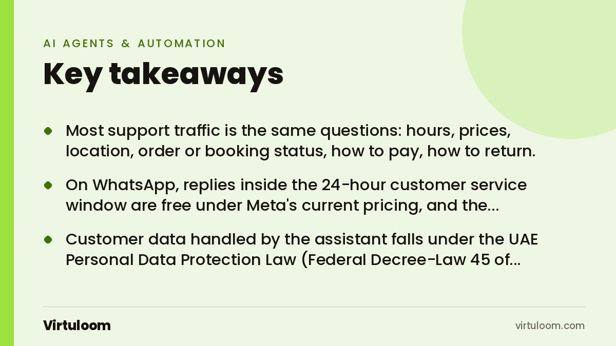 Three key takeaways from the Virtuloom guide: AI Customer Support for UAE Businesses: What to Automate, What to Keep Human
