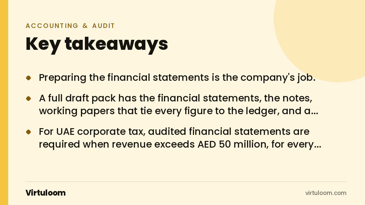 Three key takeaways from the Virtuloom guide: Audit Draft Preparation in the UAE: What It Includes and How to Get It Done Faster