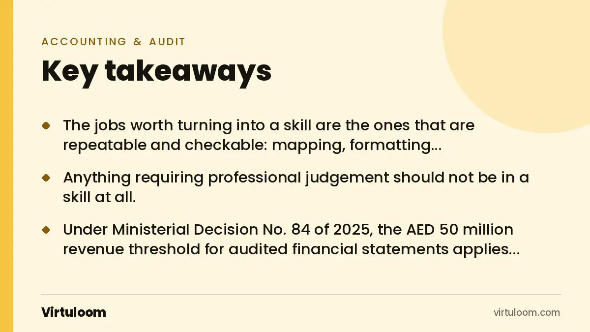 Three key takeaways from the Virtuloom guide: Claude Skills for Accounting and Audit Teams in the UAE