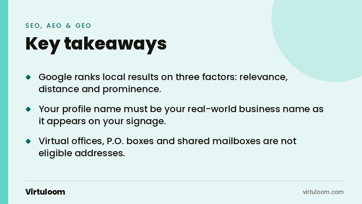 Three key takeaways from the Virtuloom guide: Local SEO in Dubai: A Google Business Profile Checklist You Can Finish in an Afternoon